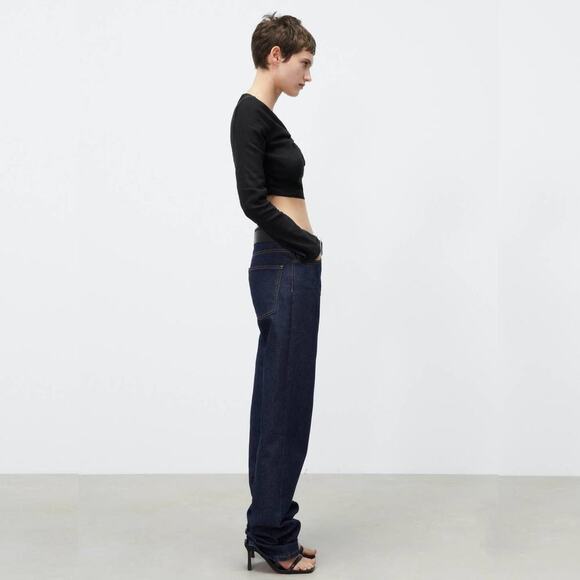 2/$30 ZARA Charlotte Gainsbourg Collection Tailored Straight Jeans 4 Black #7263 - Picture 9 of 16